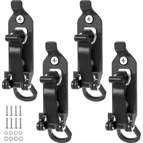 Set mit 4 Dachträgern aus Metall und Gummi für Schaufel- und Axthalterungen, Schnellverschluss, schwarz (1/5)