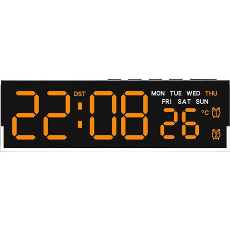 Réveil numérique LED pour chambre, réveil de bureau avec affichage du jour de la semaine et de la température ambiante, idéal pour le salon, multicolore 5519, boîtier noir Ora (1/5)
