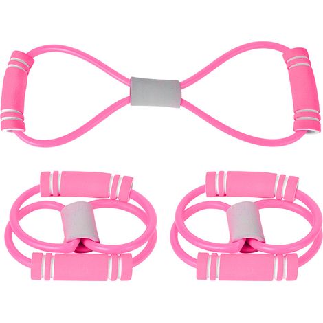 Lot de 2 sangles élastiques en forme de 8 pour étirement de la poitrine, idéales pour le yoga et le fitness (rose) (1/5)