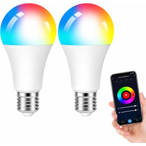 Shine Home Lot de 2 Ampoules Connectées E27 WiFi 12W 1000LM, RGB + CCT Dimmable, Google Assistant & App (1/5)