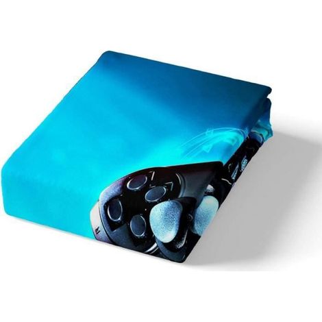 Housse de Couette 90x190 + 2 x Taie d'Oreiller 65x65cm- Microfibre Parure de Lit Adulte - Une manette - FM9 (1/3)