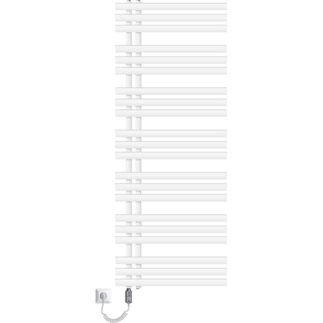 ECD Germany Iron EM Design Badheizkörper Elektrisch mit Heizstab 1200 W - 600 x 1600 mm - Weiß - Designheizkörper Paneelheizkörper Heizkörper Handtuchwärmer Handtuchtrockner