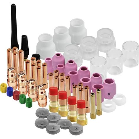 90 Pièces Kit D'Accessoires pour Torche de Soudage Pinces Corps Tasse en Verre Buse D'Alumine Lentille de Gaz Tronquée 10/12 pour TIG -17/18/26 (1/5)