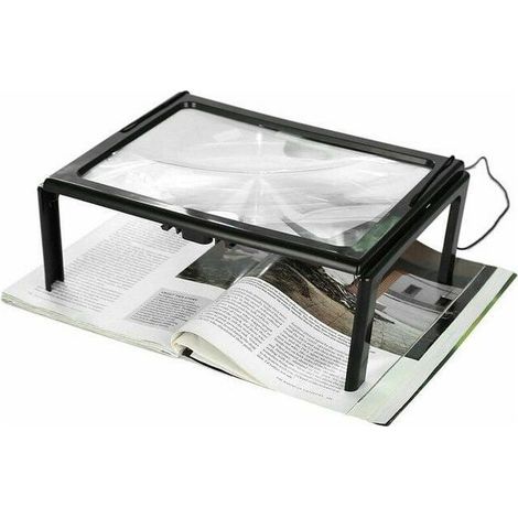 Ultradünne, faltbare A4-Zeitungslupe mit LED-Beleuchtung, Leselupe mit 3 x 4 LEDs zum Lesen und Stricken. (1/5)