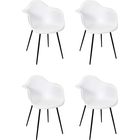 Lot de 4 Chaises Fauteuil "Gustav" 85cm Blanc (1/5)