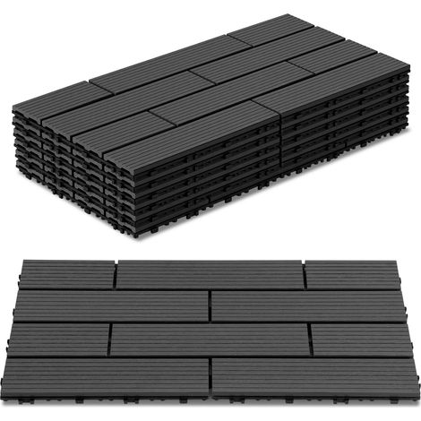 Wolketon Baldosas de terraza WPC 30x60 cm 54 piezas 9 m², antracita, encajables (1/5)
