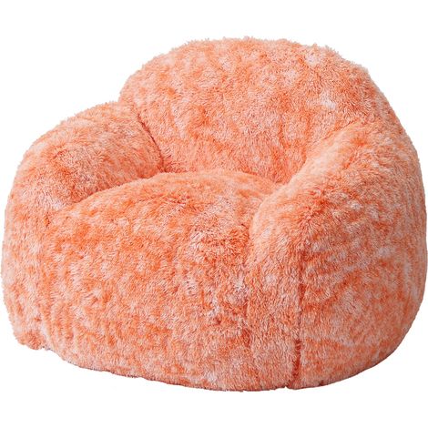 Fauteuil poire en fausse fourrure ultra douce – Canapé lounge rembourré de mousse – Avec accoudoirs et housse lavable – Idéal chambre, salon, lecture, gaming – Pour adultes et adolescents – Orange, 94 (1/5)