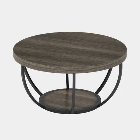 Table de salon ronde en bois, petite table d'appoint à deux étages, table basse pour séjour (1/4)