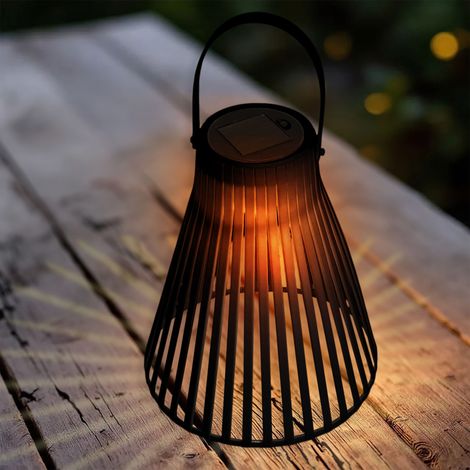 LED Solar Laterne schwarz - 23 cm - Garten Deko Leuchte zum Hängen Außen