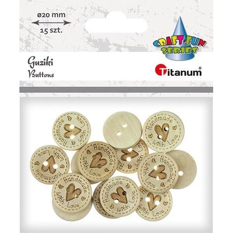 Bottoni in legno fatti a mano con amore, 20 mm, 15 pezzi