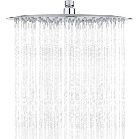 Tete de Douche Inox - Douche Economie d'Eau, Pommeau de Douche Ronde 30CM, Tete de Douche Pluie Universelle Filetage 1/2 Pouce, Rotatif 360°, Inclinable 30°, Facile à Installer et à Nettoyer (1/5)