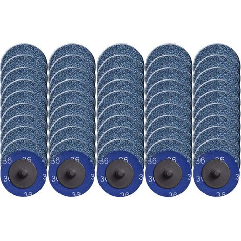 Lot de 50 disques abrasifs à changement rapide, 5,1 cm,disque de verrouillage en rouleau avec revêtement en oxyde de zirconium pour meuleuse de surface de préparation de la surface(grain 36) (1/5)