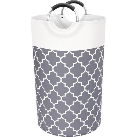 Grand panier à linge, sac à vêtements, pliable, sac de rangement. Convient aux résidences universitaires et aux logements, 82 litres (gris). (1/4)