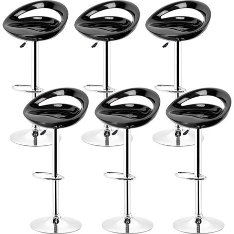 Aqrau Lot de 6 tabourets de bar,Hauteur réglable - Noir - Style contemporain