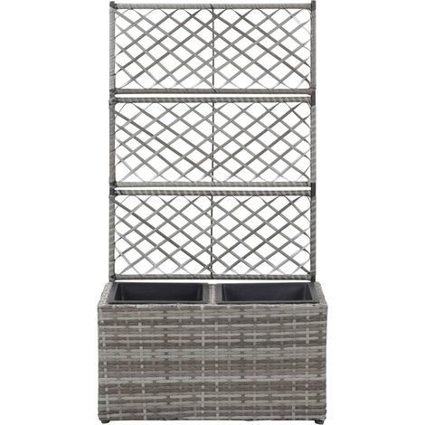 Maison Exclusive - Lit surélevé en treillis 2 pots 58x30x107cm Résine tressée Gris (1/5)