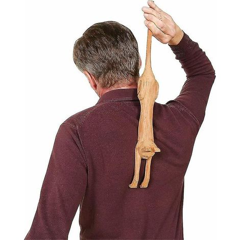 Grattoir dorsal en bois en forme de chat, manche long, outil de massage anti-démangeaisons, râteau pour le dos, cadeau pratique, 1 pièce (1/4)