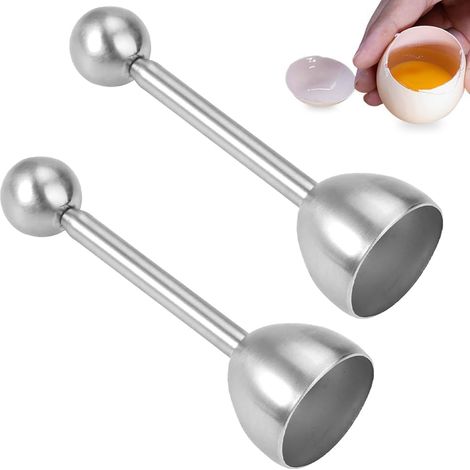 Lot de 2 coupe-œufs avec boule en acie inoxydable - Outil pou coupe les œufs dus et souples - Gain de temps - Pou œufs cus et dus - 38 mm (1/4)