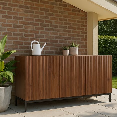 URBAN MEUBLE Armoire de rangement effet grain de bois marron 3D pour cour extérieure 150x40x80cm (1/5)