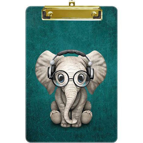 porte bloc a5 avec pince, Plastique dur, Clipboard A5 dessin de mode, Planchettes à pince et porte-formulaires, 15CM x 22.5CM, l'éléphant (1/5)