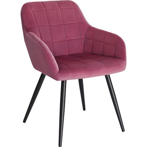 WOLTU 1x Sillas de Comedor Nordicas Estilo Vintage Juego de 1 Silla de Cocina Silla Tapizada con Reposabrazos Tapizadas en Terciopelo Estructura de Metal Burdeos (1/5)
