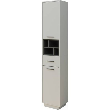 Meuble salle de bain Beatrice, Gris/Anthracite, 38x190cm avec portes, tiroirs et compartiments, Vicco