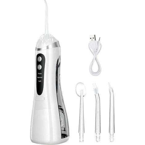 Irrigador dental eléctrico inalámbrico, irrigador bucal portátil inteligente para la limpieza de encías, ideal para el baño, viajes, hoteles y residencias estudiantiles. (1/5)