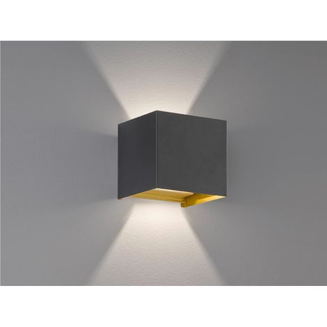 LED Updown Wandleuchte THORE Schwarz Gold für Innen & Außen, Quadrat 10cm (1/5)