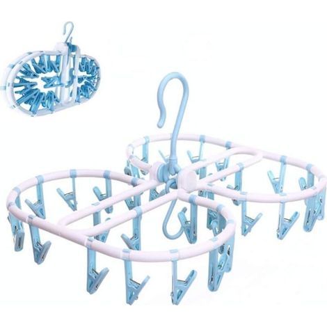 Cintres pliables avec 32 pinces, porte-vêtements pliable, cintre de voyage, rangement facile, spa (1/4)