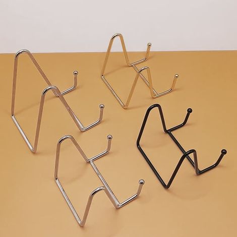 Support de présentation en métal antidérapant noir, chevalet pour photos, livres de cuisine, assiettes, cadeaux pour femmes et hommes, 1 pièce argentée (11 cm de hauteur)