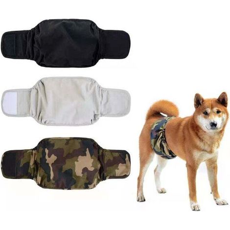 Waschbare Hundewindeln für Rüden (3er-Pack) - Wiederverwendbare Streifen für Hunde (Größe L, passend für Rüden mit einem Taillenumfang von 50 bis 62 cm)