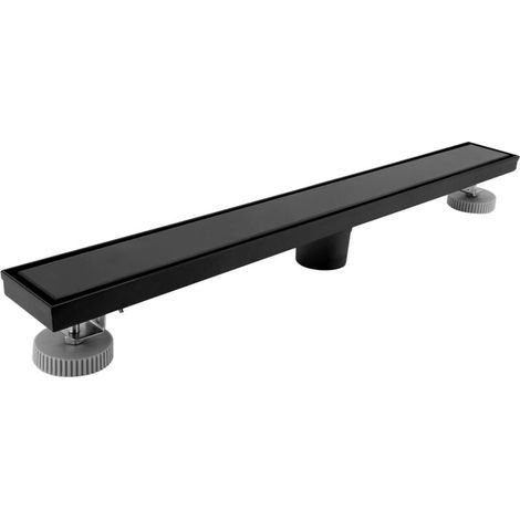 Caniveau Douche Italienne Noir 60 cm, Panneau 2 en 1, avec Siphon et Filtre (1/4)