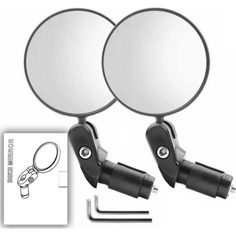 2 pièces Rétroviseur de Vélo, Rétroviseur de Vélo 360° Rotatif pour Guidon 18mm-22mm, Rétroviseur HD pour VTT, Scooters Électriques, Vélos de Course