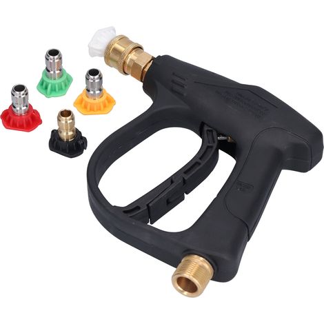 Pistolet nettoyeur haute pression pour nettoyeur de tuyaux 1/4 po M22 3000 PSI avec 5 buses pour usage domestique (1/5)