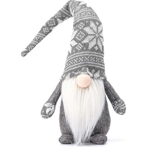Gnome de Noël suédois fait main, décoration elfe de Noël, cadeaux pour Thanksgiving (Flocon de neige gris - 48 cm) (1/4)