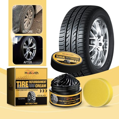 Car tire retreading compound - tire cleaning, rust removal, polishing, brightening, waterproofing, and stain resistance - 50g + sponge -- BIEMMEDUE (1/5)
