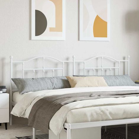 Headboard  White  Powder-Coated Steel  Double  Attractive Design vidaXL (1/5)