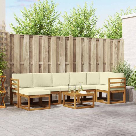 Outdoor-Sofagarnitur mit Kissen 8 pcs Natur und Creme