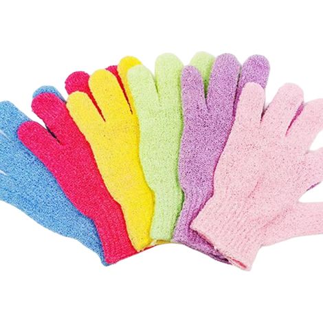 Guante exfoliante para el baño, guante exfoliante corporal de color verde lima para la ducha. (1/5)