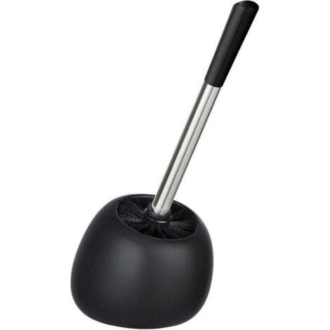 QORVA-Porte Brosse WC céramique Polaris, Brosse WC noire, Céramique, 5x36x14,5 cm, noir mat