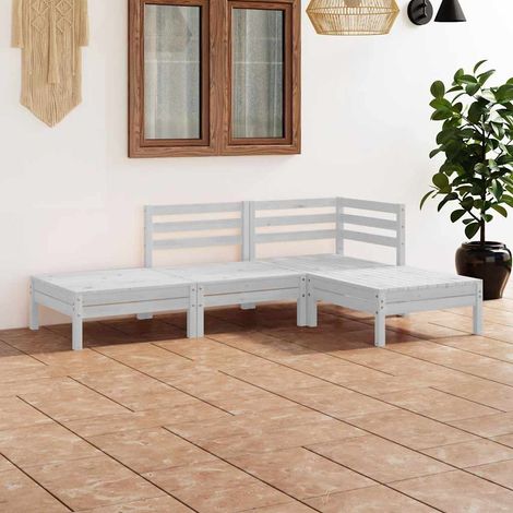 vidaXL Salon de jardin 4 pcs blanc bois de pin massif (1/5)