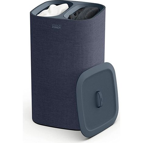 Cesta para la Separación de la Colada Joseph Joseph Tota, para Organizar la Ropa, 60 Litros, Materiales Duraderos, Asas Ergonómicas, Diseño Elegante en Negro, Fácil de Limpiar. (1/5)