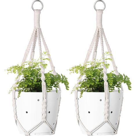 Lot de 2 suspensions en macramé pour Plantes pour accrocher Les Pots de Fleurs, Suspendus pour la décoration intérieure et extérieure (Pots Non Inclus) (1/5)