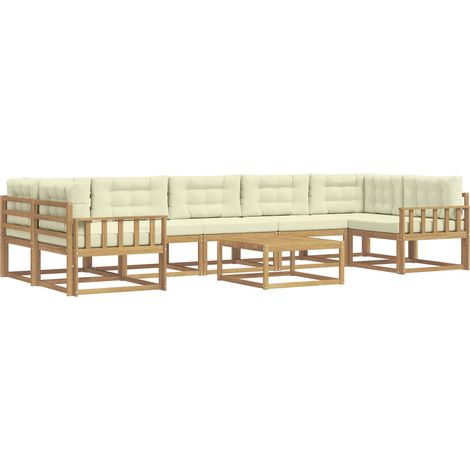 Conjunto de sofás de exterior con cojín 6 pcs Blanco y Crema vidaXL (1/5)