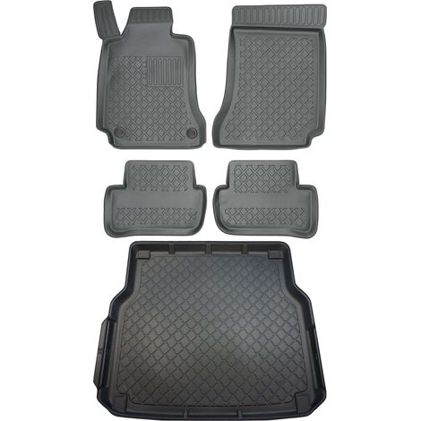 Set di tappetini per auto e tappetino per bagagliaio per Mercedes Classe C W204 Station Wagon dal 12/2007 al 09/2014.
