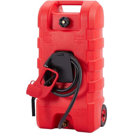 Chariot à carburant 15 gallons avec pompe manuelle – Réservoir robuste et étanche – Tuyau renforcé trois m – Idéal essence/gazole alternative, tondeuse, tracteur, bateau, ATV, générateur – Lot de 3 – (1/5)