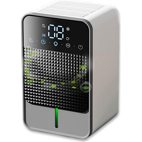 Déshumidificateur électrique 1500 ml, petit et portable, idéal pour la salle de bain et la chambre. Silencieux, il est doté d'une minuterie de 12 heures et d'une fonction de dégivrage. Convient égalem (1/5)