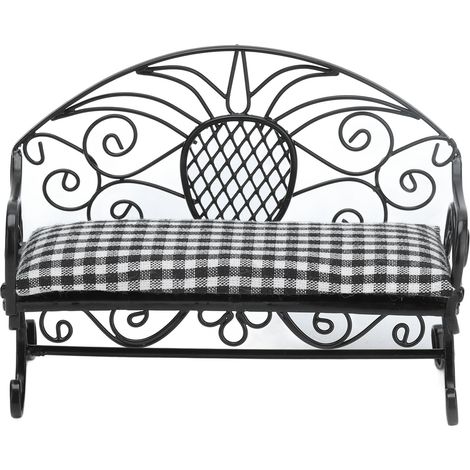 Banc miniature 1:12 finement travaillé design élégant meuble en miniature détaillé (1/5)