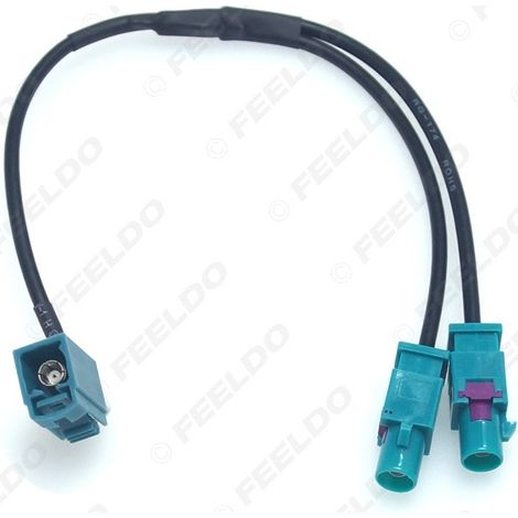 Compatible avec les antennes radio Volkswagen/Audi/Skoda : 1 connecteur femelle FAKRA2-Z vers 2 connecteurs mâles FAKRA2-Z