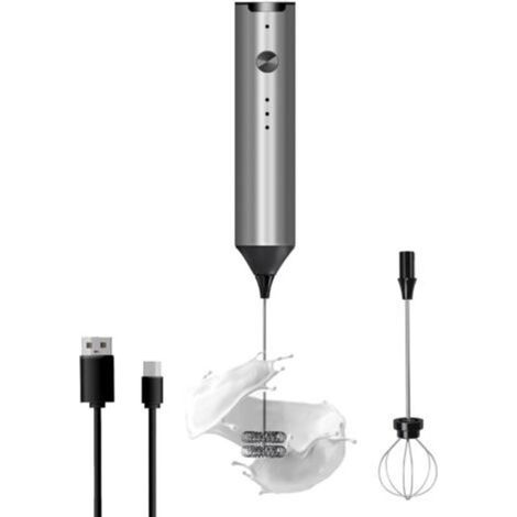 Mousseur à lait portatif, fouet électrique rechargeable de type C, mixeur à café pour café, 3 vitesses de mélange, avec 2 fouets pour Matcha Frappuccino (1/4)