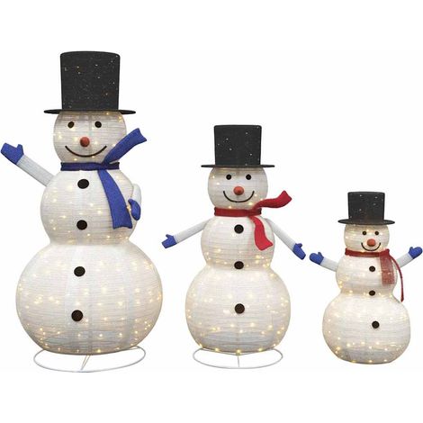 Familia de Muñecos de Nieve Navideños 3 pcs Cálido tela vidaXL (1/5)